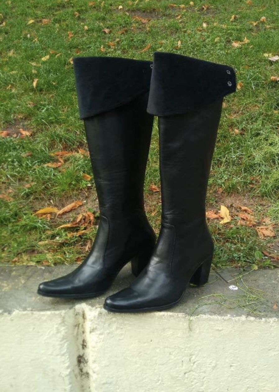 Custom Made Black Leather Boots Size 10
