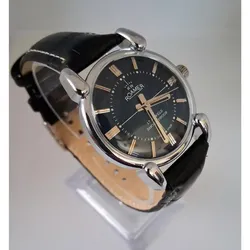 Men's 44mmVintage Roamer Men's Leather Mechanical Black & Blue Watch