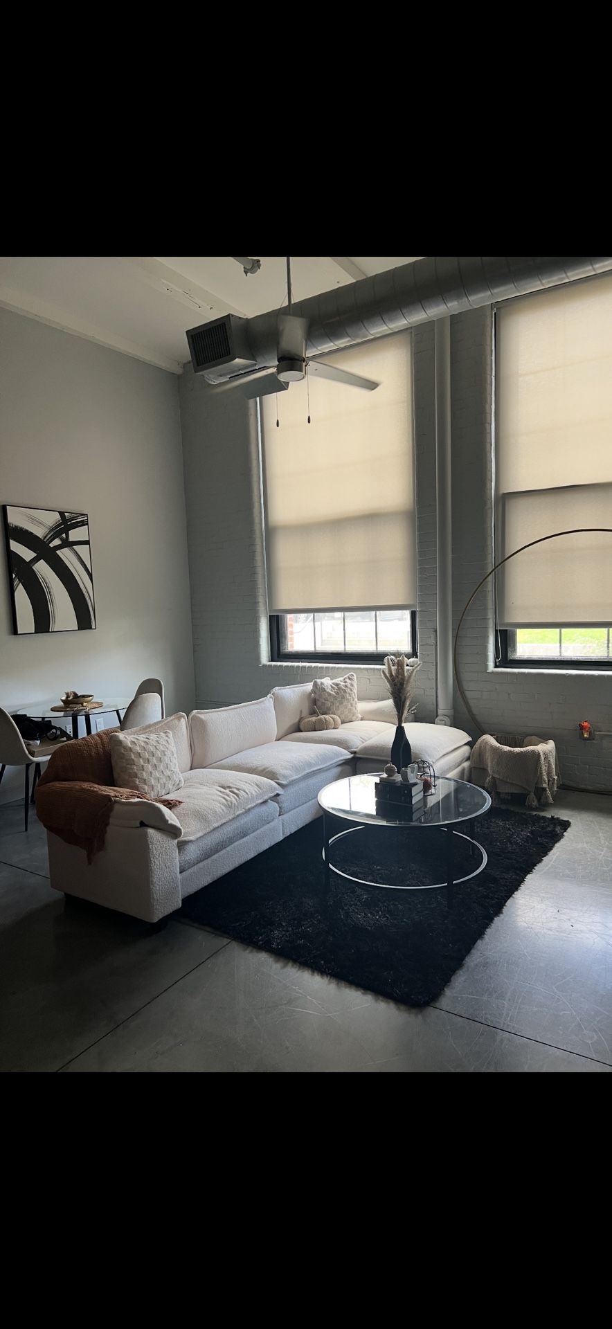 White Nude Couch With Ottoman