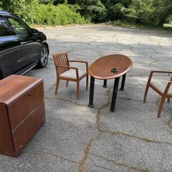 Desk, Chairs and File cabinet 