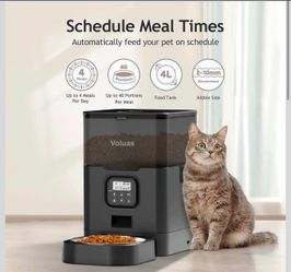 VOLUAS Automatic Cat Feeders - Pet Dry Food Dispenser with Timer, Automatic Cat Feeders with Desiccant Bag, Programmable Portion Size Control 4 Meals 