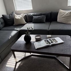 Modern Gray Shagreen Coffee Table – Designer Style – 52”