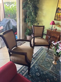 Two real heavy wood chairs