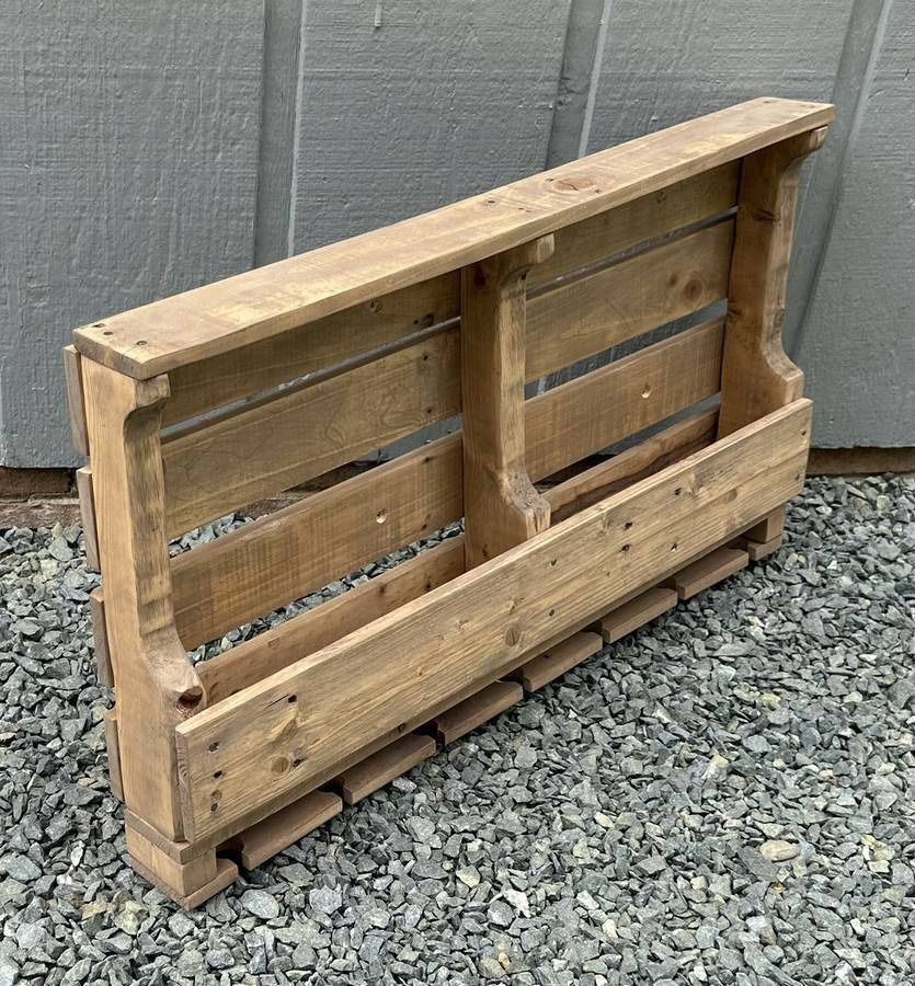 Pallet Style Wood Wine And Glass Bar Shelf Rack