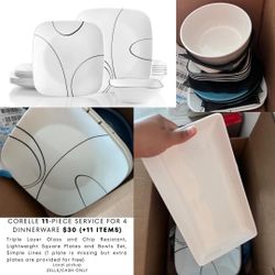 CORELLE 11-PIECE SERVICE FOR 4 DINNERWARE (+11 ITEMS)