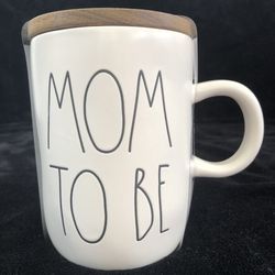 Rae Dunn MOM TO BE mug with wood topper / New Mom / Baby Shower / Adoption / Mother’s Day
