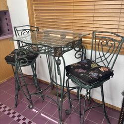 Wrought Iron Glass Bistro Bar set