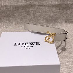 Loewe Cream Leather Body With Signature Gold Anagram Metal Buckle 