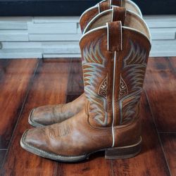 Justin Stampede Men's Leather Square Toe Boots, Cowboy Western Work, Size 9.5