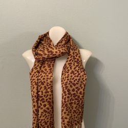 Cejon Brown Animal Print Scarf with fringe