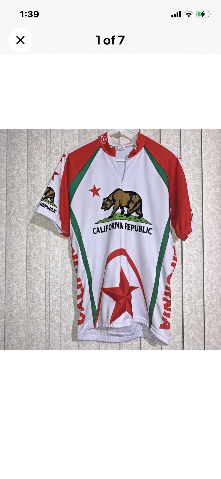 Cycling  Bicycle Jersey California Republic Size L