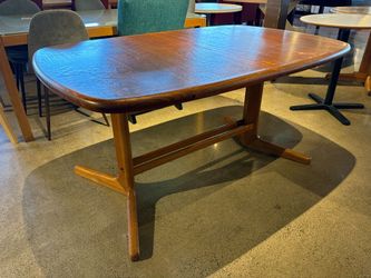 D-SCAN Vintage Danish Teak Extendable Trestle Dining Table