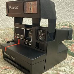 Vintage Polaroid Camera OneStep Red Stripe Flash with strap