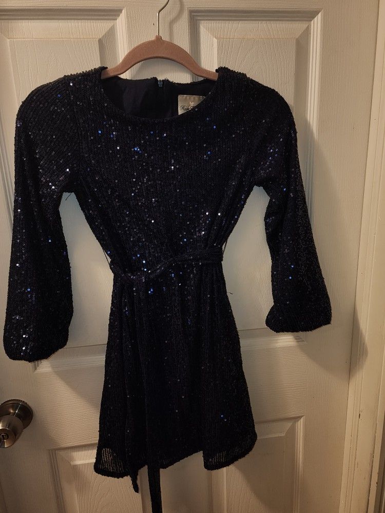 Girls Midnight Blue Sequin Dress