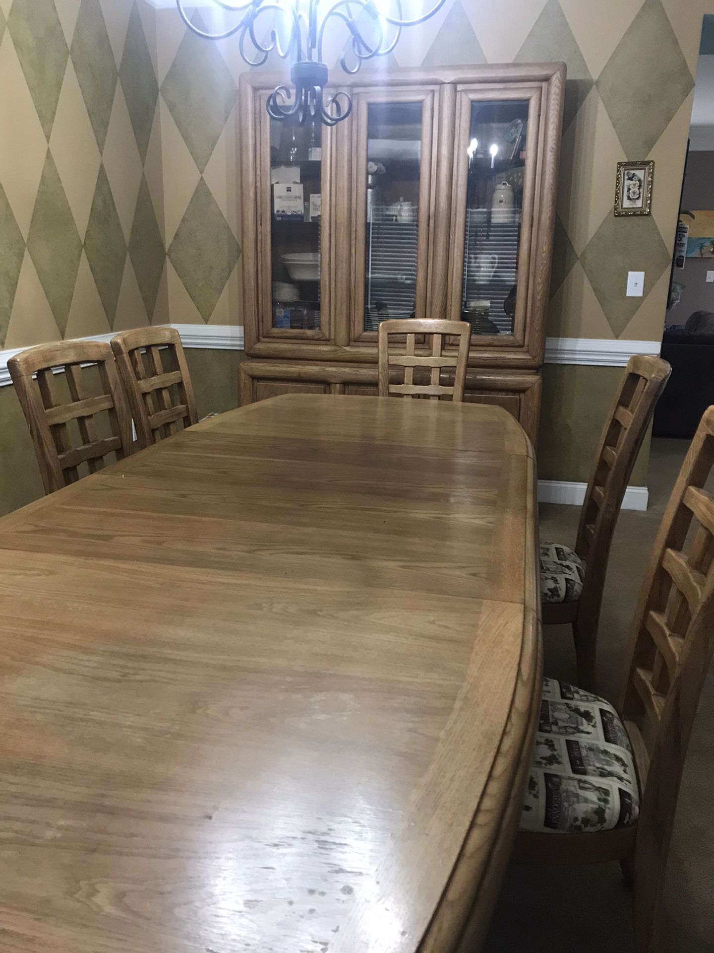 50 Year Old Solid Oak Dining Room Table And Hutch  
