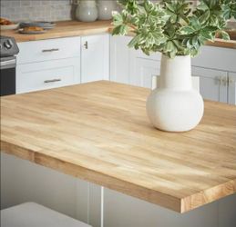 6 ft. L x 39 in. D Unfinished Hevea Butcher Block Countertop Island with Standard Edge