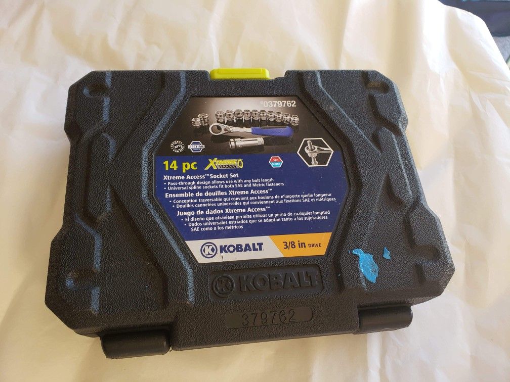 Kobalt Xtreme Access 3/8 Drive Pass Thru Socket Set SAE & Metric 14 PC 0379762