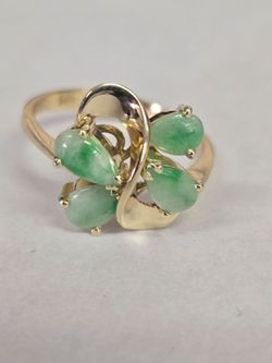 14kt Gold Synthetic Jade Ring