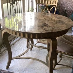 Tessellated 43” Stone Table and 3 Chairs