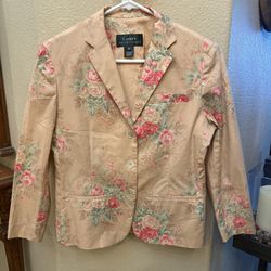 Vintage LAUREN RALPH LAUREN Women Multicolor Floral Cottage Shabby Blazer Size 6