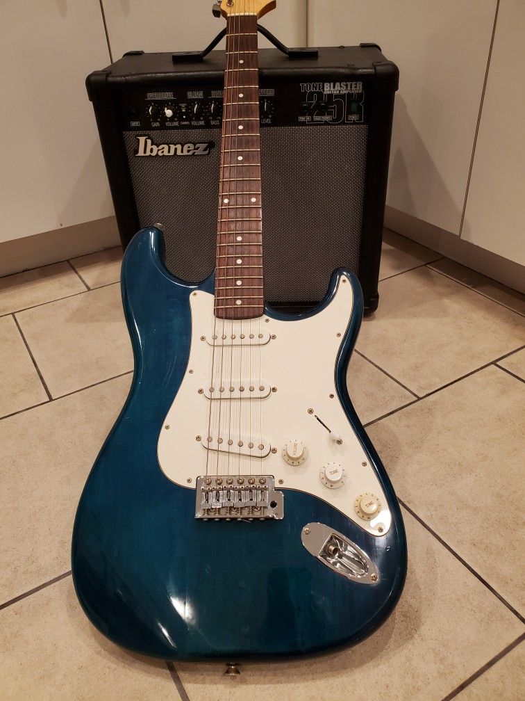 Vintage Austin Stratocaster Electric Guitar & Ibanez Tone Blaster 25R 1x10" 25watt Guitar Combo Amp