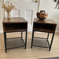 Wood & Metal Nightstands (2)