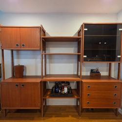 Mid Century Modern Wood Wall Unit Storage 
