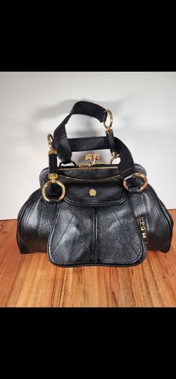 Celine Clandestine Kiss Lock Black Leather  Shoulder Tote Handbag Superb Vintage
