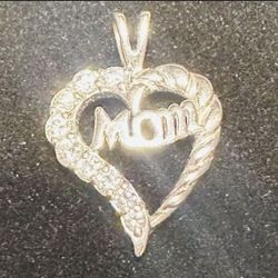 Mom Silver Heart Pendant