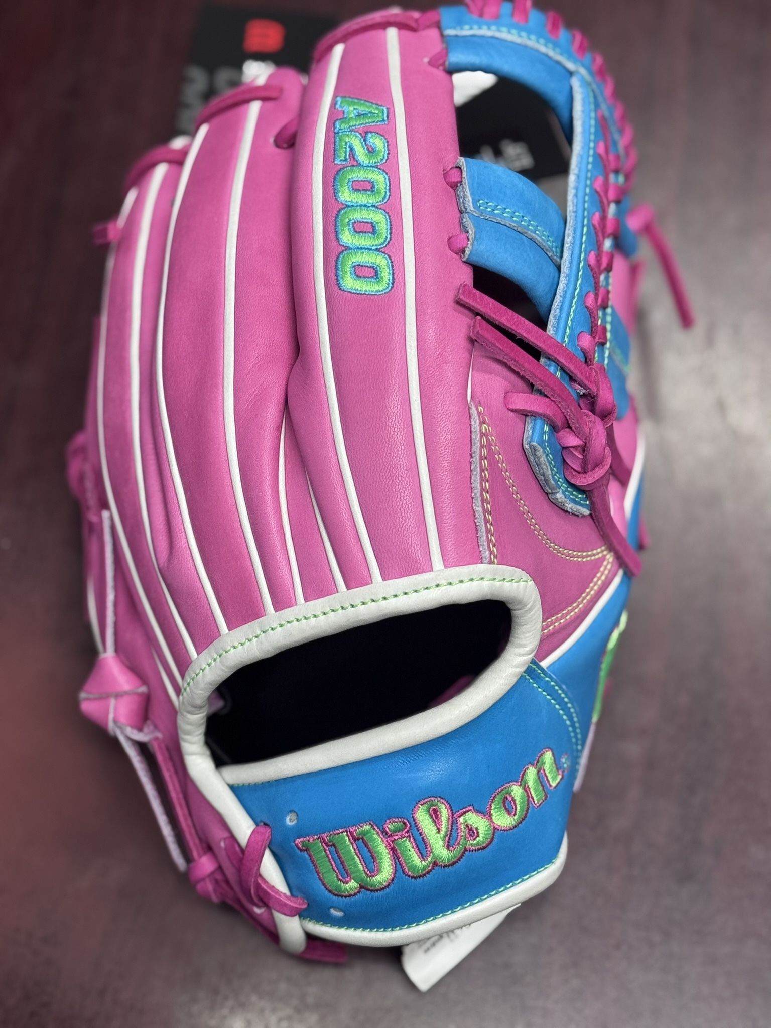 Wilson A2000 11.75” Pink/Blue Tropical 1785 Split Single Post Glove