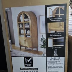 Storage Cabinet With Rattan Cabinet Doors