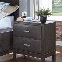 Ashley Caitbrook Contemporary 2 Drawer Nightstand Weathered Gray, Set of 2