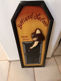 Vintage Billiard Saloon Wall Decor – Pool Player Sign
