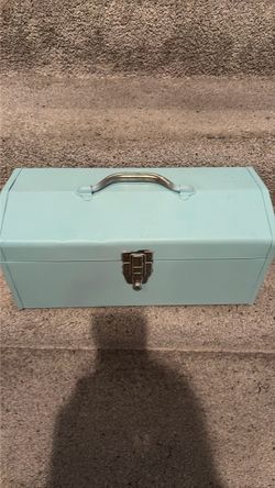 Light blue metal toolbox