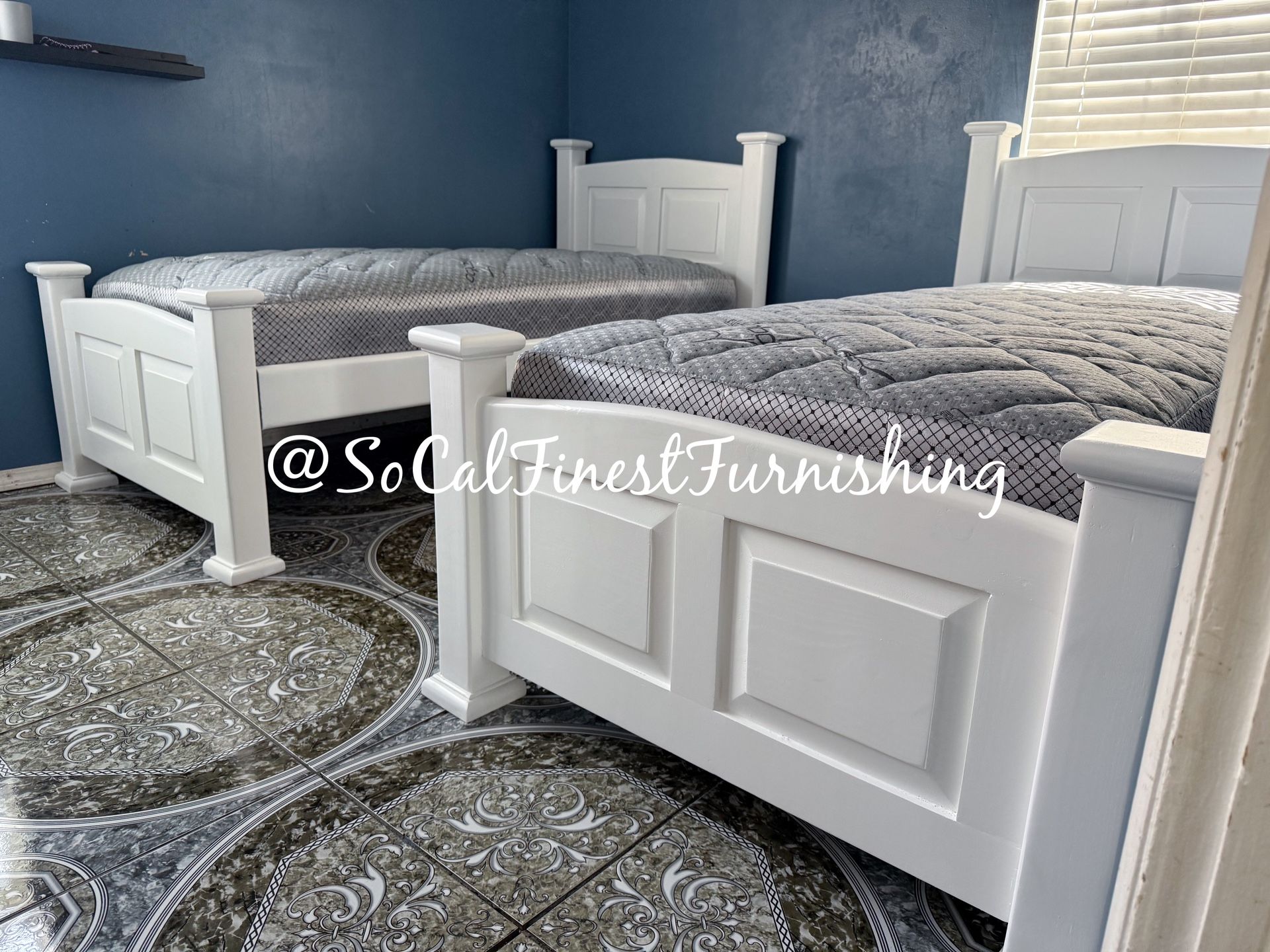 White Twin Bed With Mattress