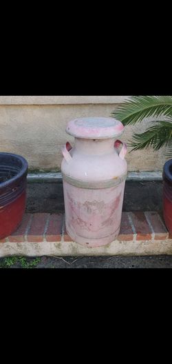 Vintage Metal Milk Can with Lid