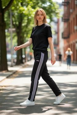 Adidas track pantsThese are the Adidas Essentials 3-Stripes Tapered Tricot Pants. These classic track pants feature the iconic white three-stripes bra