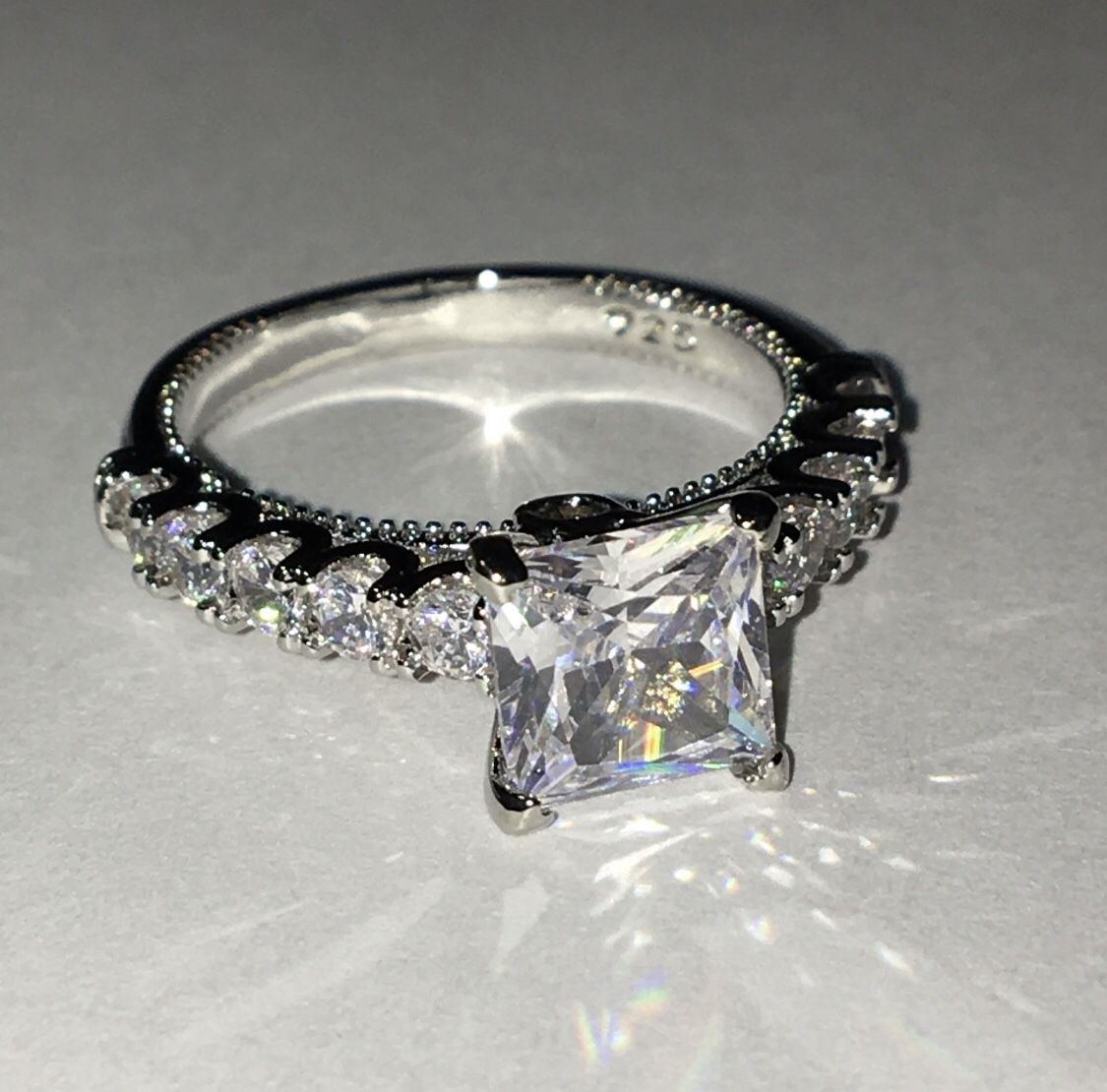 Silver 925 Classic Princess Engagement Ring
