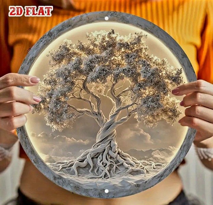 Luminous Tree of Life 8" Metal Wall Art