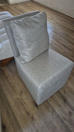 Gray Herringbone Armless Accent Chair