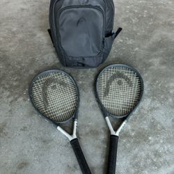 HEAD TIS6 x 2 Titanium Tennis Rackets & HEAD Pro Backpack 