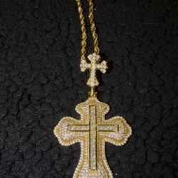 Fully Iced Out Moissanite Cross Pendant 