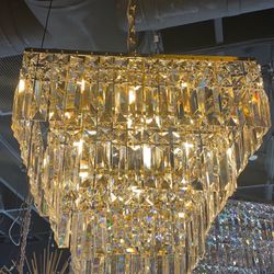 Luxury Crystal Gold Chandelier Lighting Modern Contemporary Chandeliers Pendant Ceiling Lamp Light Fixture 3-Tier for Dining Room Living Room