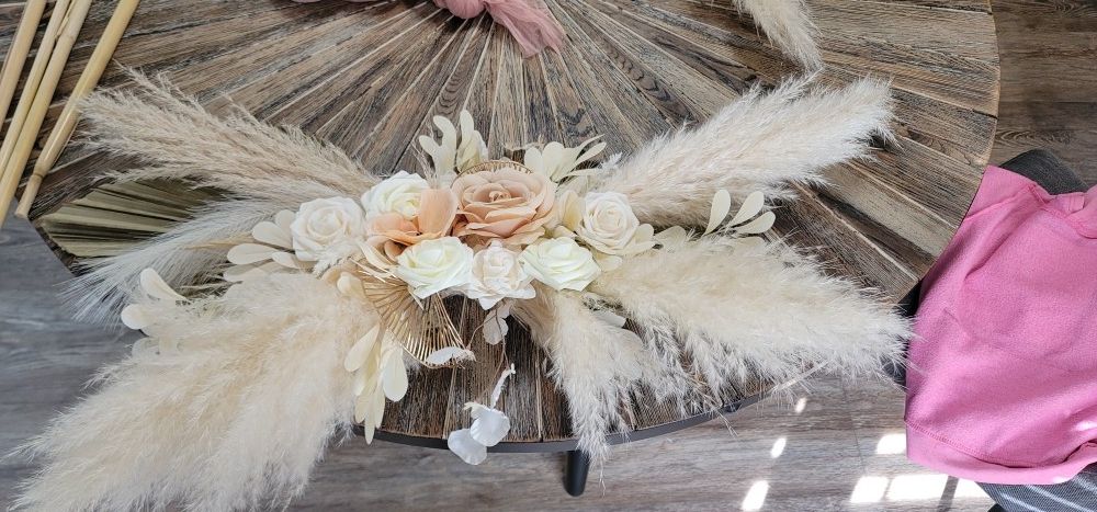 Boho Style Arch Flowers, Arbor Is Not Included. 