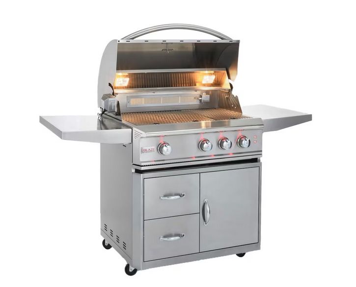 Blaze Professional 34” Natural Gas Grill With Rear Infrared Burner On Cart - BLZ-3PRO-NG Blaze LUX,