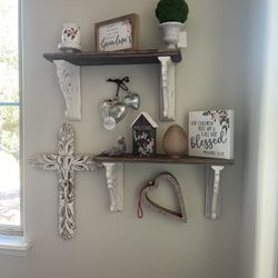 Wall Shelves With Decor Farmhouse 