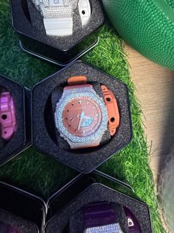 Brown moissanite bussdown g shock