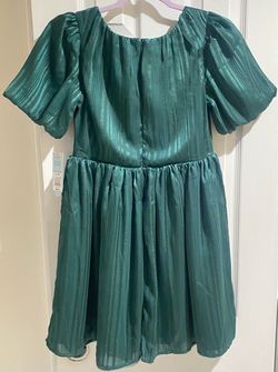Green Shimmer Puff Sleeve Mini Dress Size L