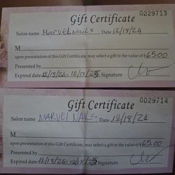 Nail Gift Certificates 