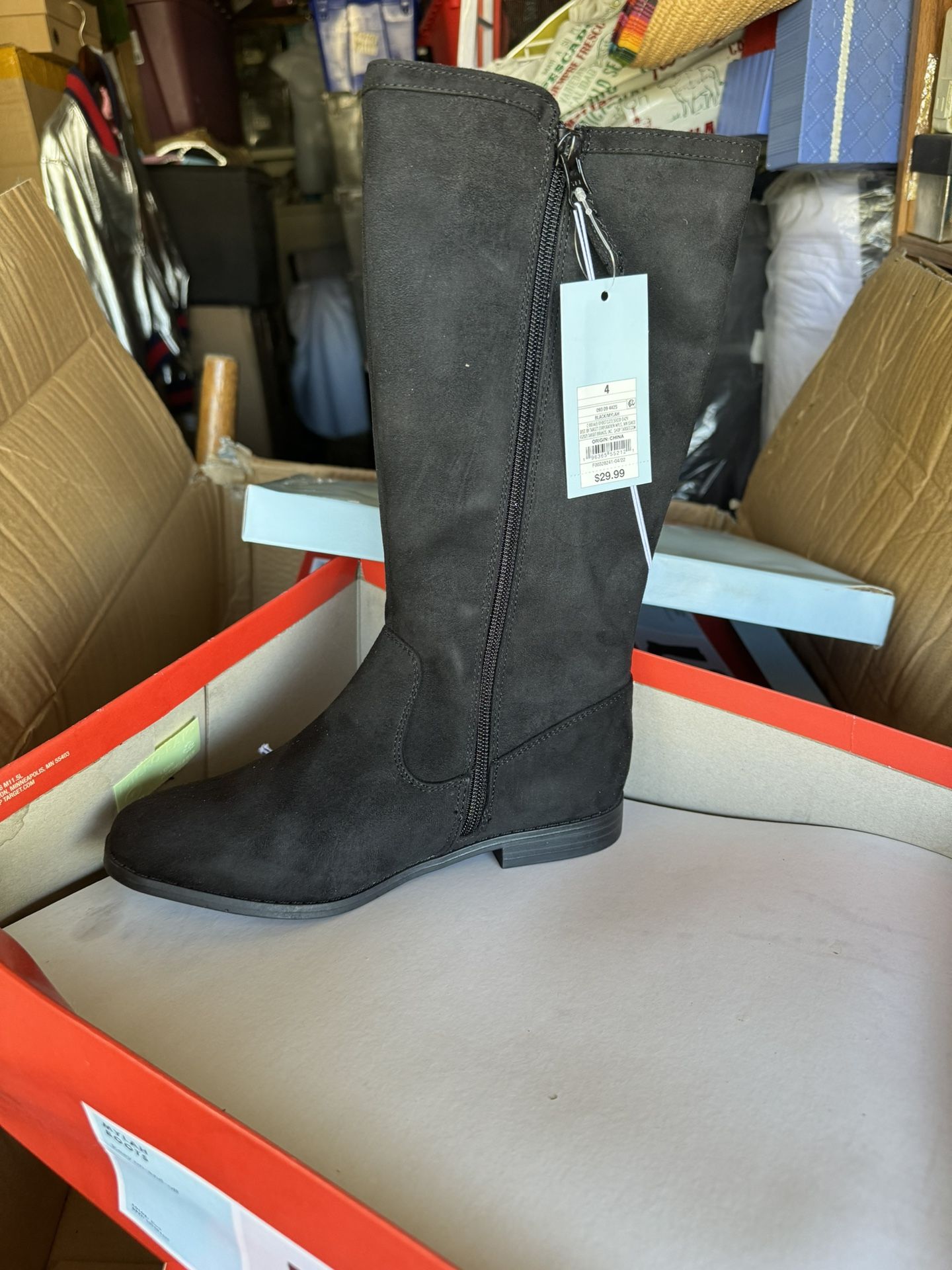 Girls Black  Boots Size 13 / 3 / 4 And 5